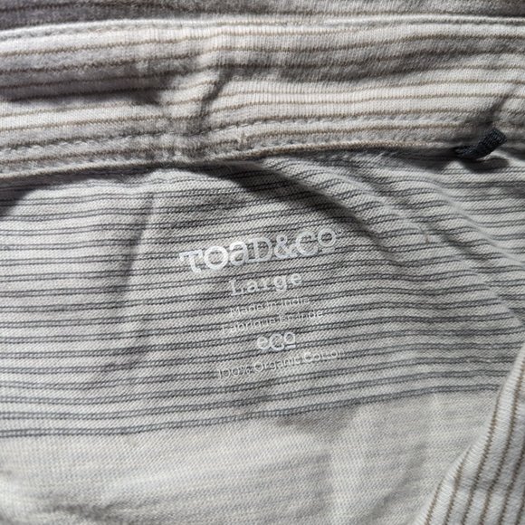 Toad and Co Stripe Polo Shirt Size Large Gray Multicolor Striped 100% Cotton - Picture 4 of 4